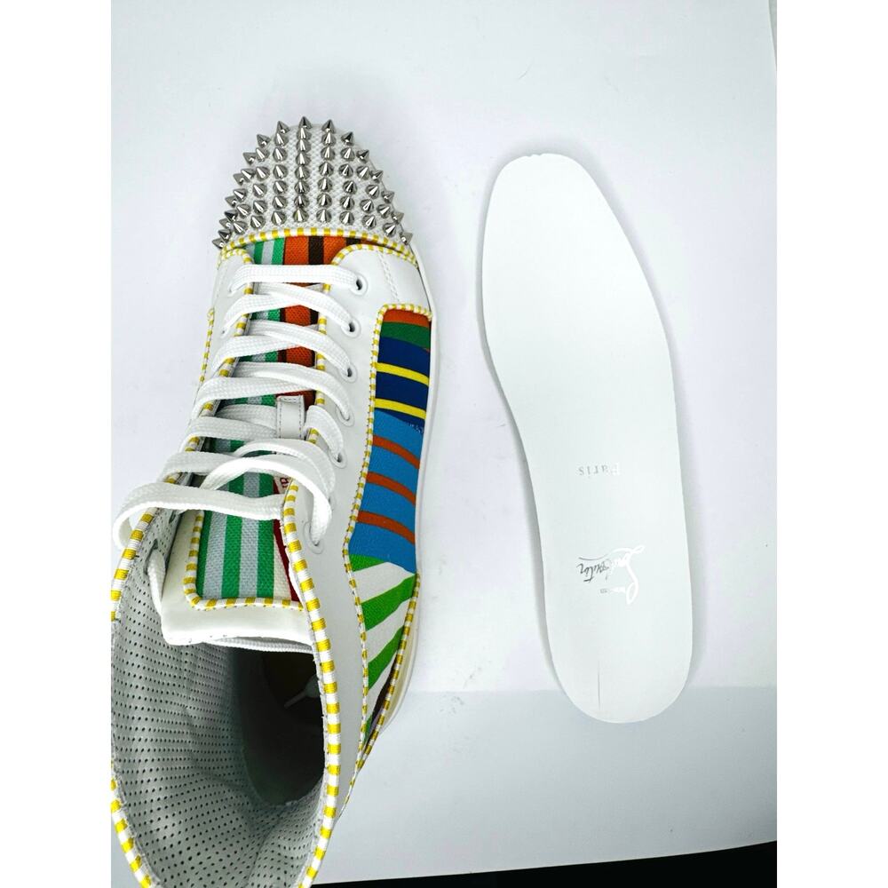 Louboutin Louis Spikes High Top Sneakers Multicolor Leather size EU 41.5 - Picture 2 of 9